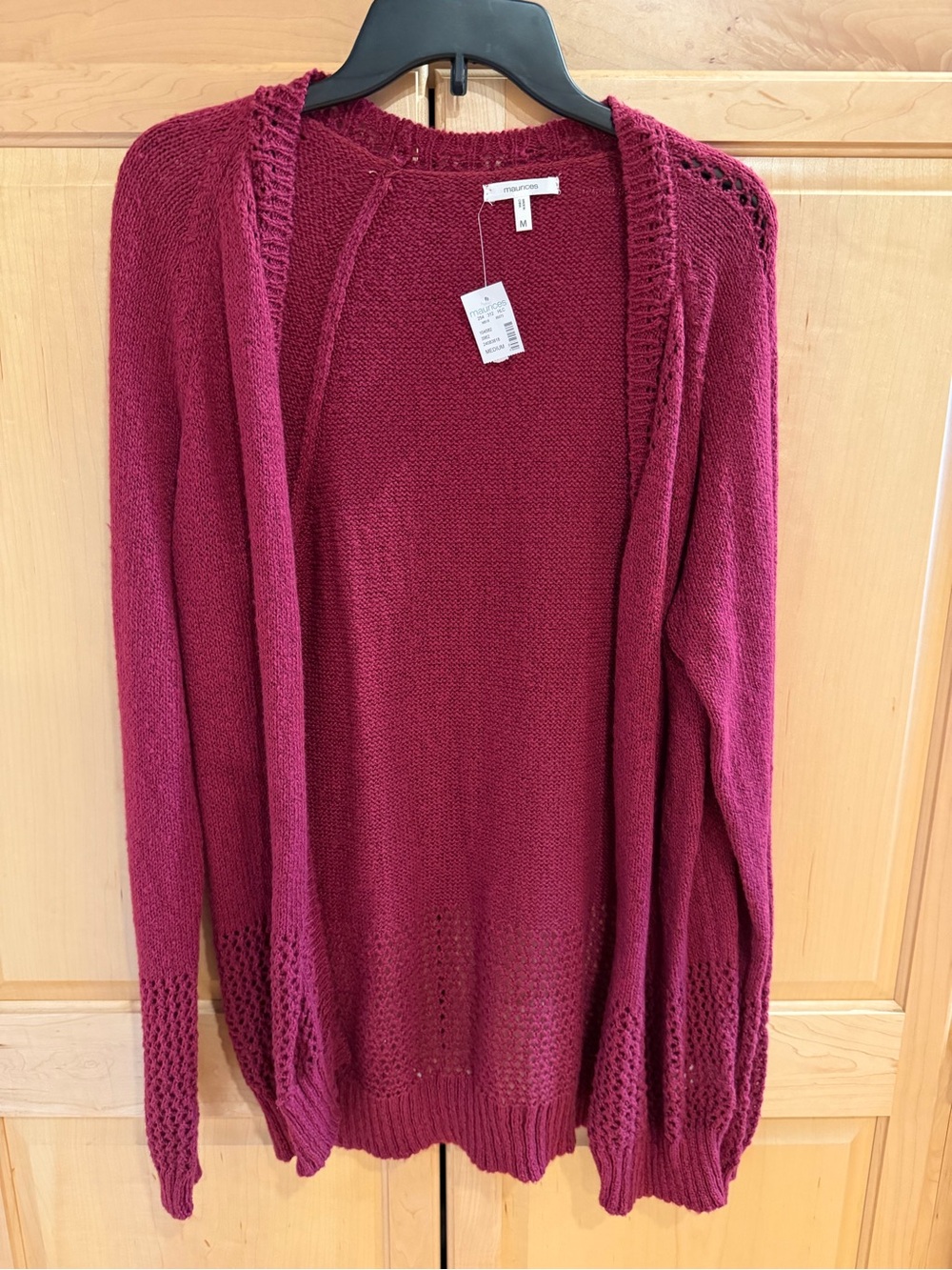 Maurices Open-Front Knit Cardigan - Burgundy